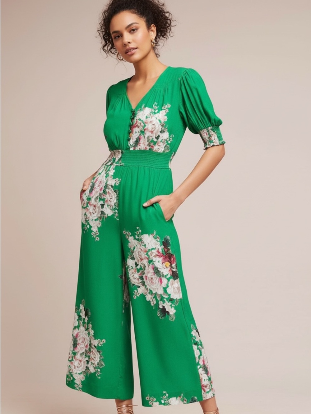 green floral Longwood Floral Jumpsuit by Tracy Reese for Anthropologie
